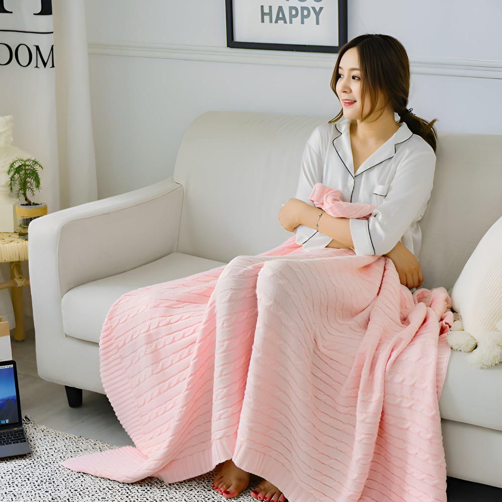 Braid Knitted Cotton Throw — product close-up