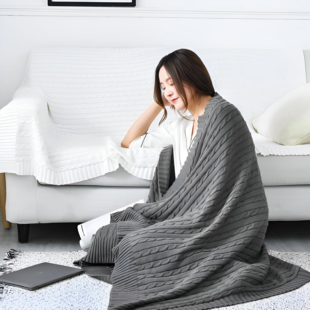 Braid Knitted Cotton Throw — additional view