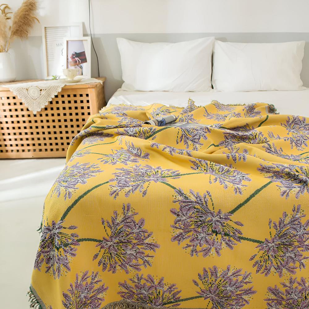 Agapanthus Tassel Blanket — product in use