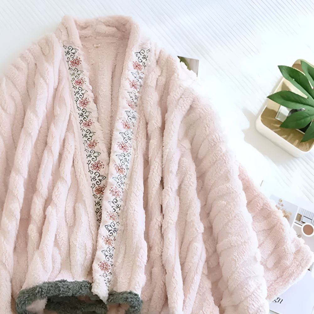 Embroidered Warm Fleece Shawl Wrap — main product photo