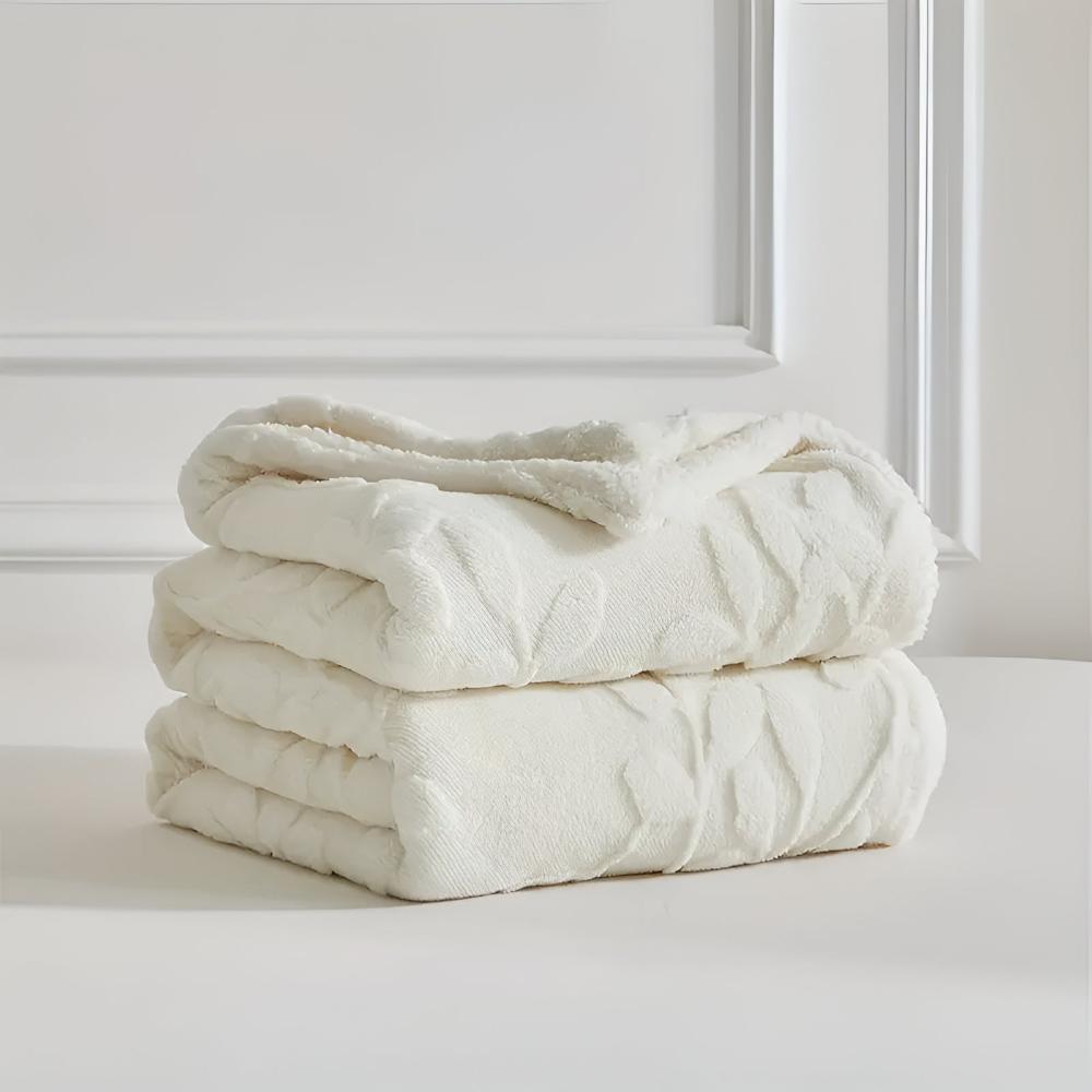 Elegant Leaf Sherpa Blanket — alternate angle view