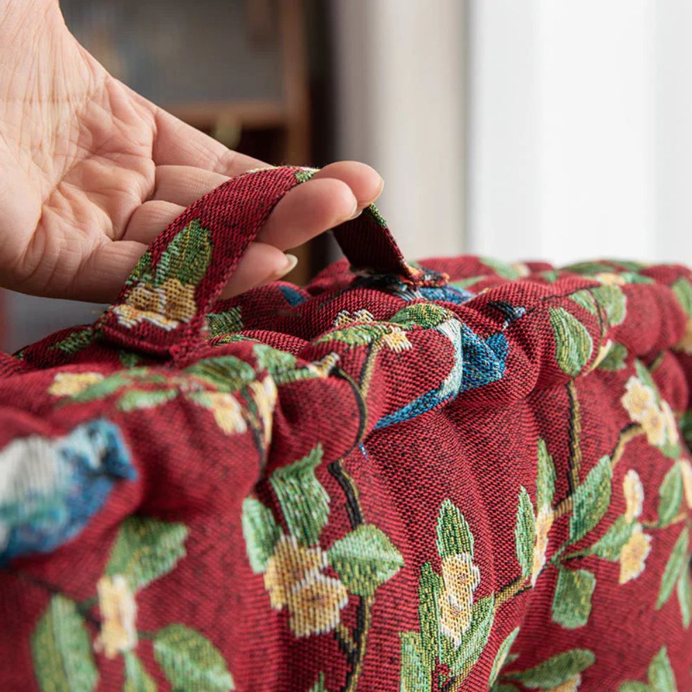 Whimsical Bird Leaf Cushion — product close-up