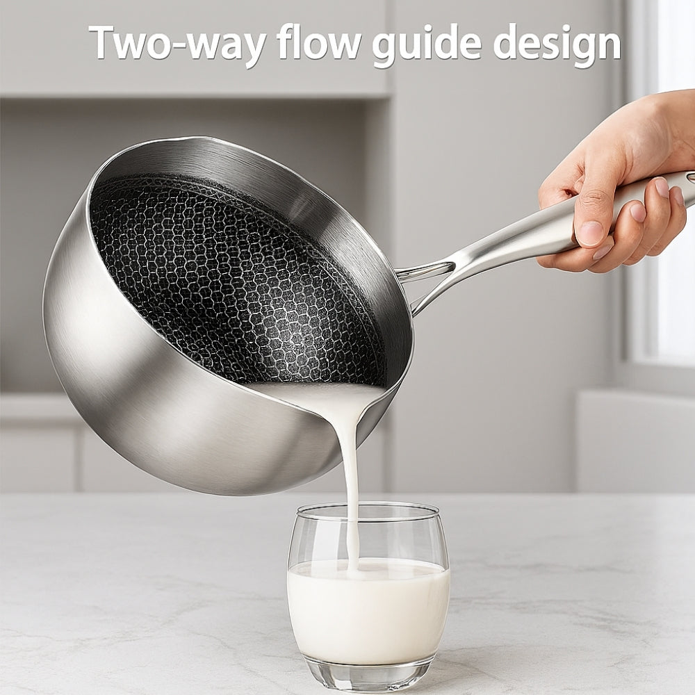 Modern Stainless Steel Saucepan with Glass Lid — alternate angle view