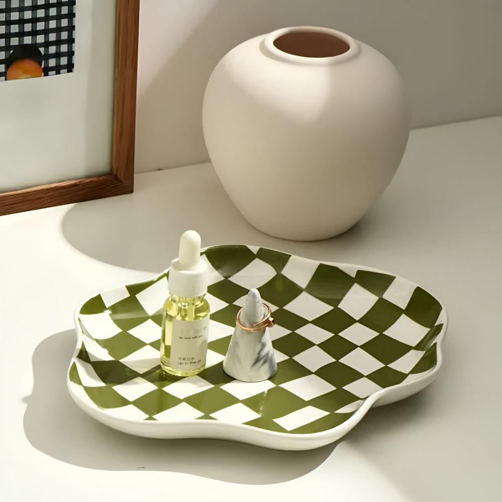 Classic Checkered Ceramic Plate — additional view