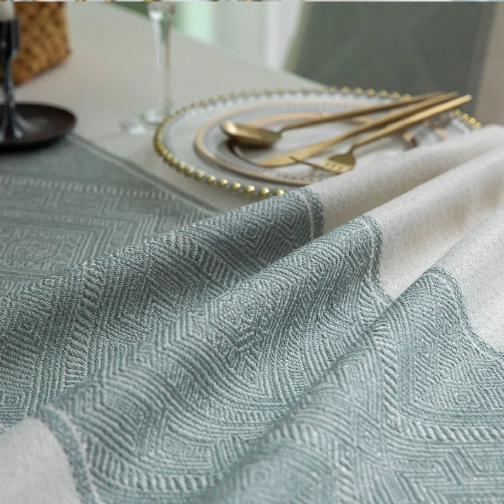 Glisstra Geometric Tassel Tablecloth — size and scale reference