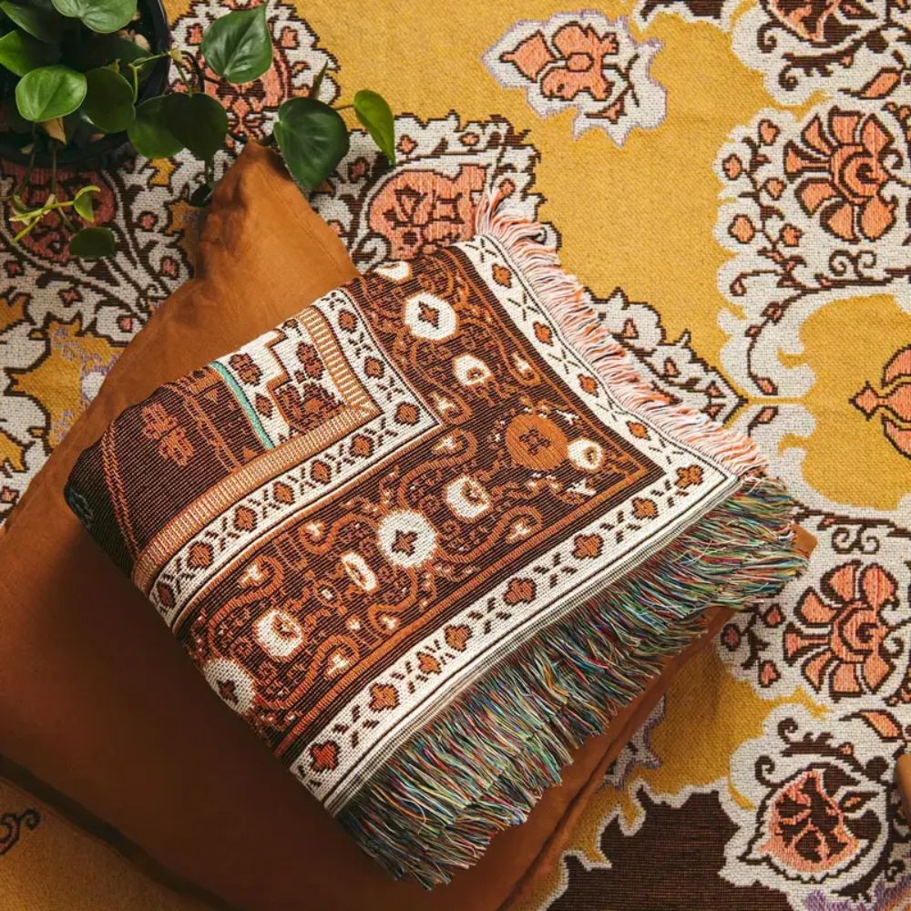 Boho Chic Patterned Throw Blanket — alternate angle view