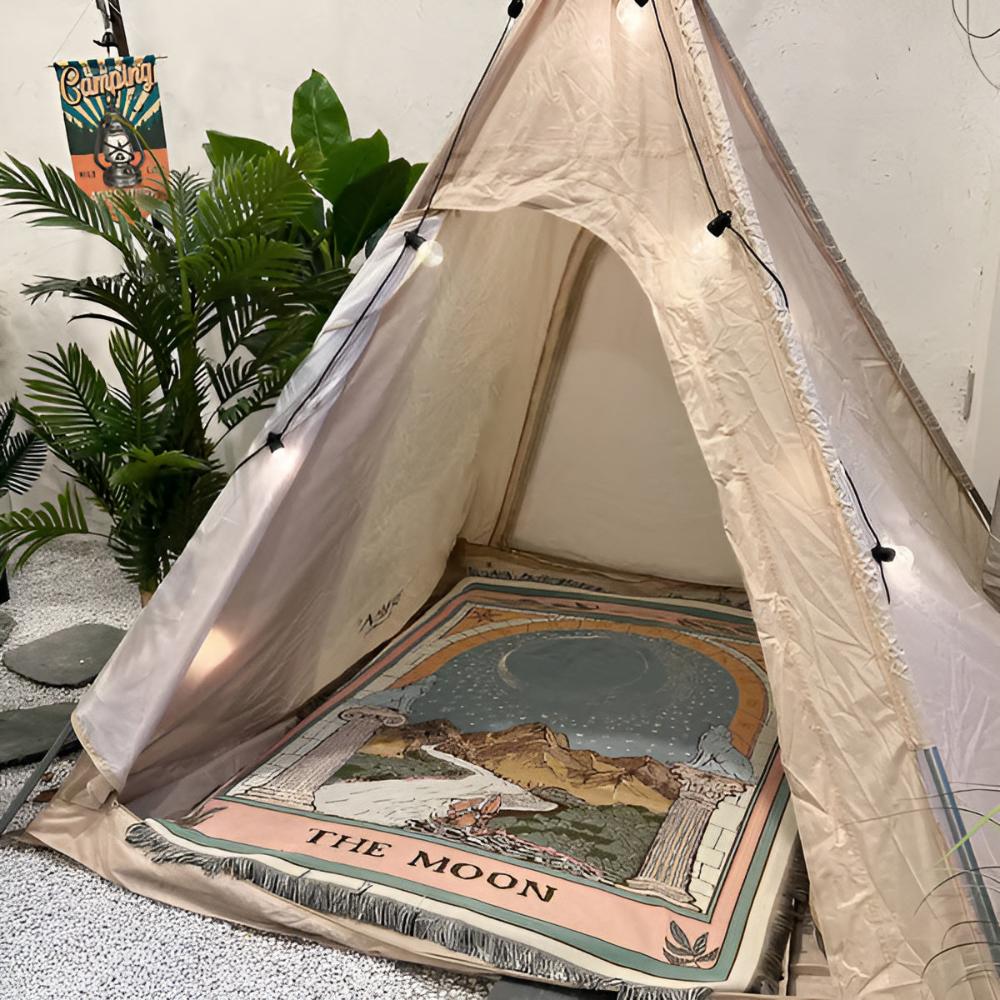 Moon Tarot Tapestry Blanket — alternate angle view