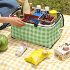 Foldable Checkered Picnic Basket — product detail view