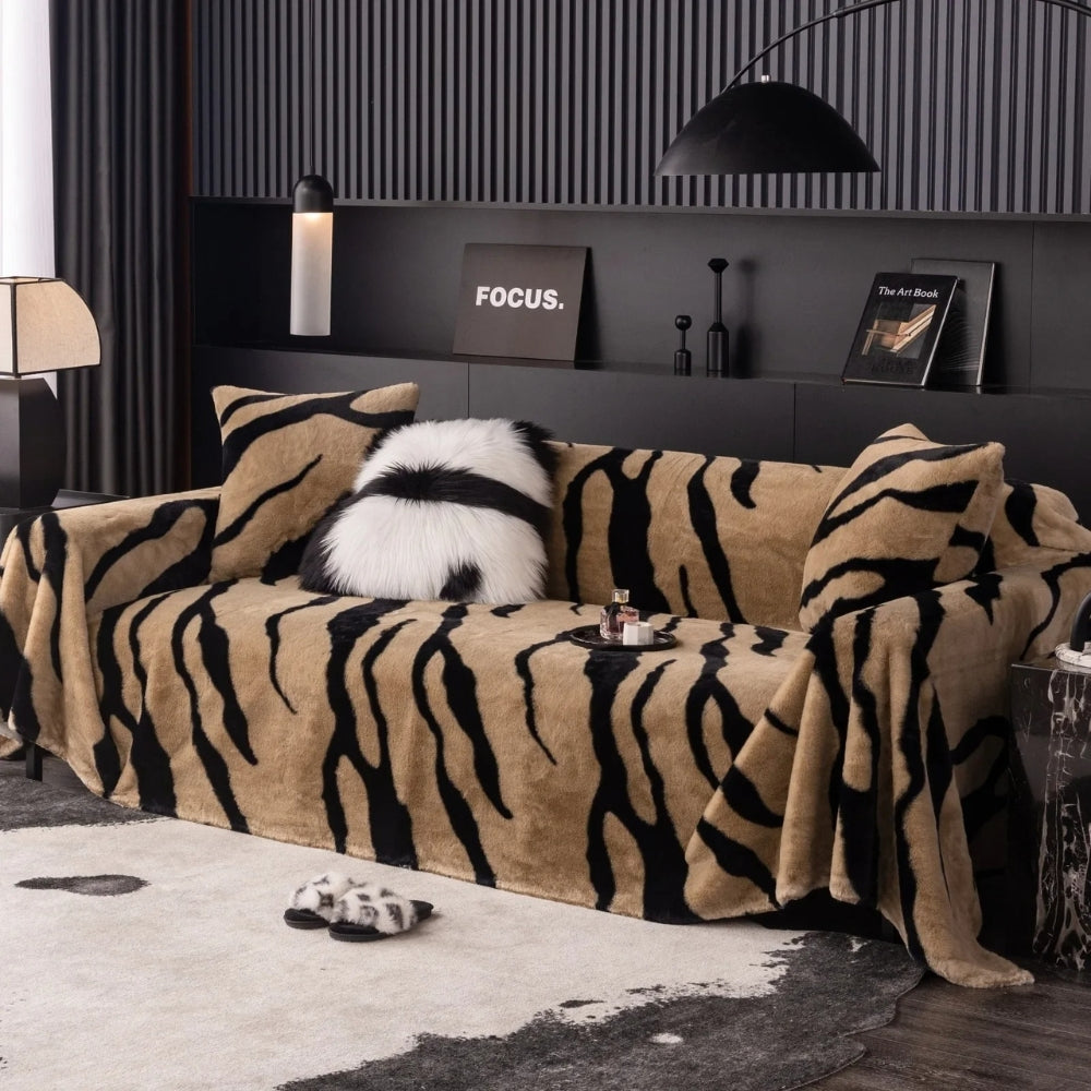Wild Stripes Zebra Fleece Sofa Cover — alternate angle view