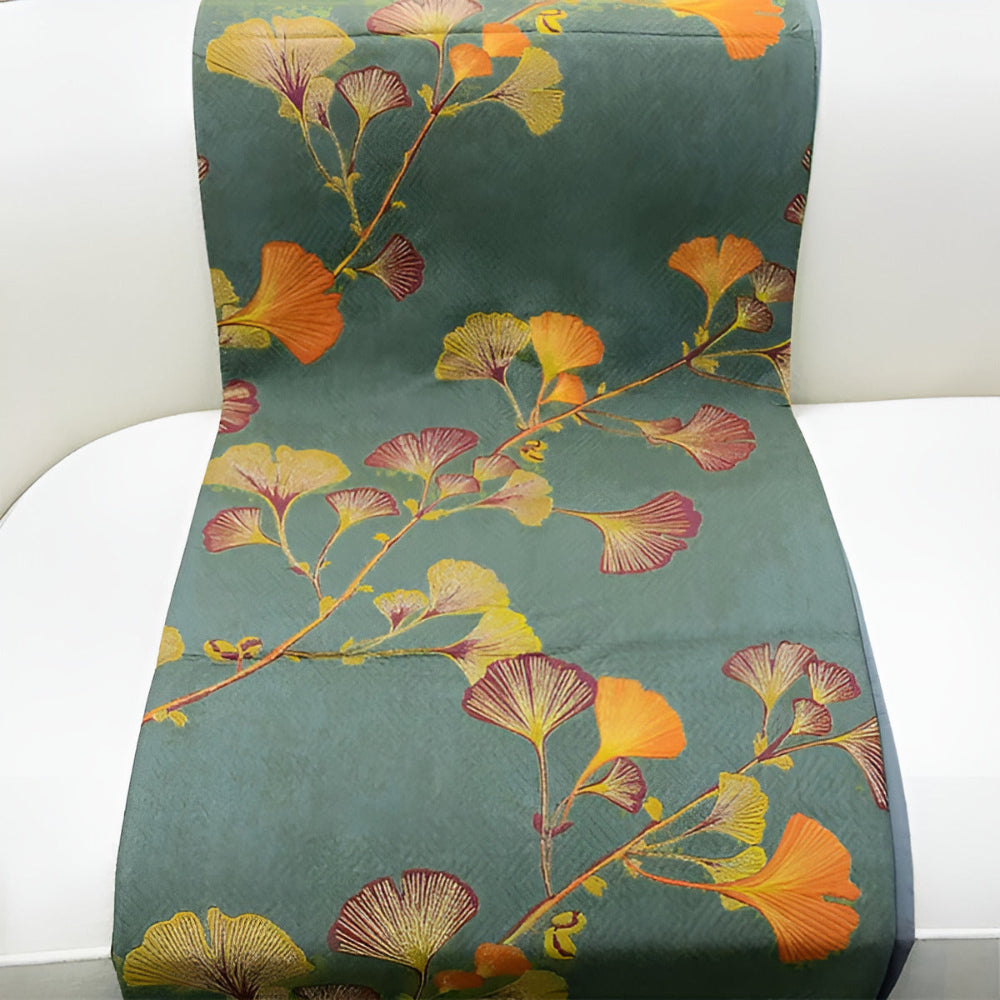 Jacquard Floral Ginkgo Leaves Reversible Coverlet — product close-up