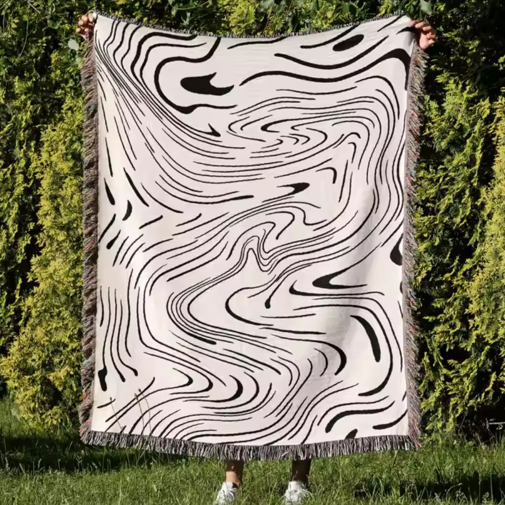 Marble Woven Throw Blanket — size and scale reference