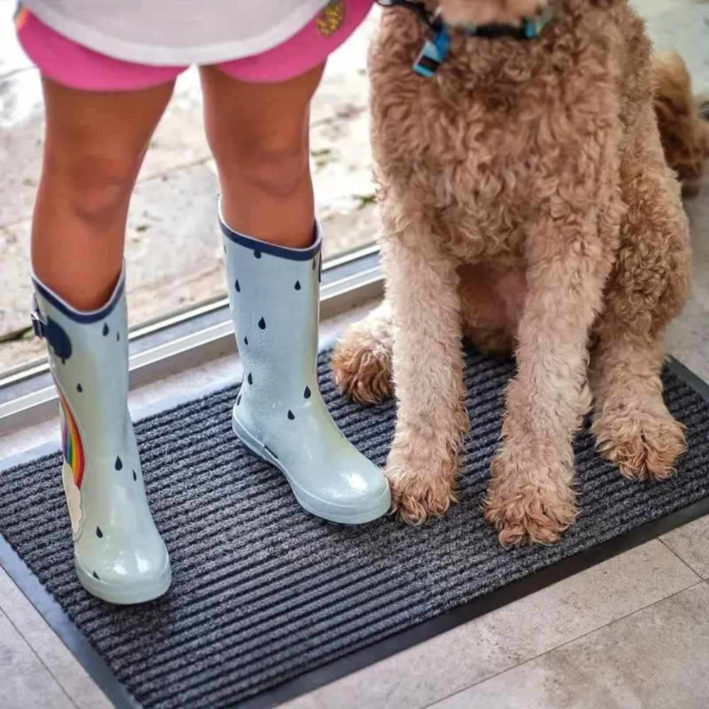 Durable Stripped Door Mat — product in use