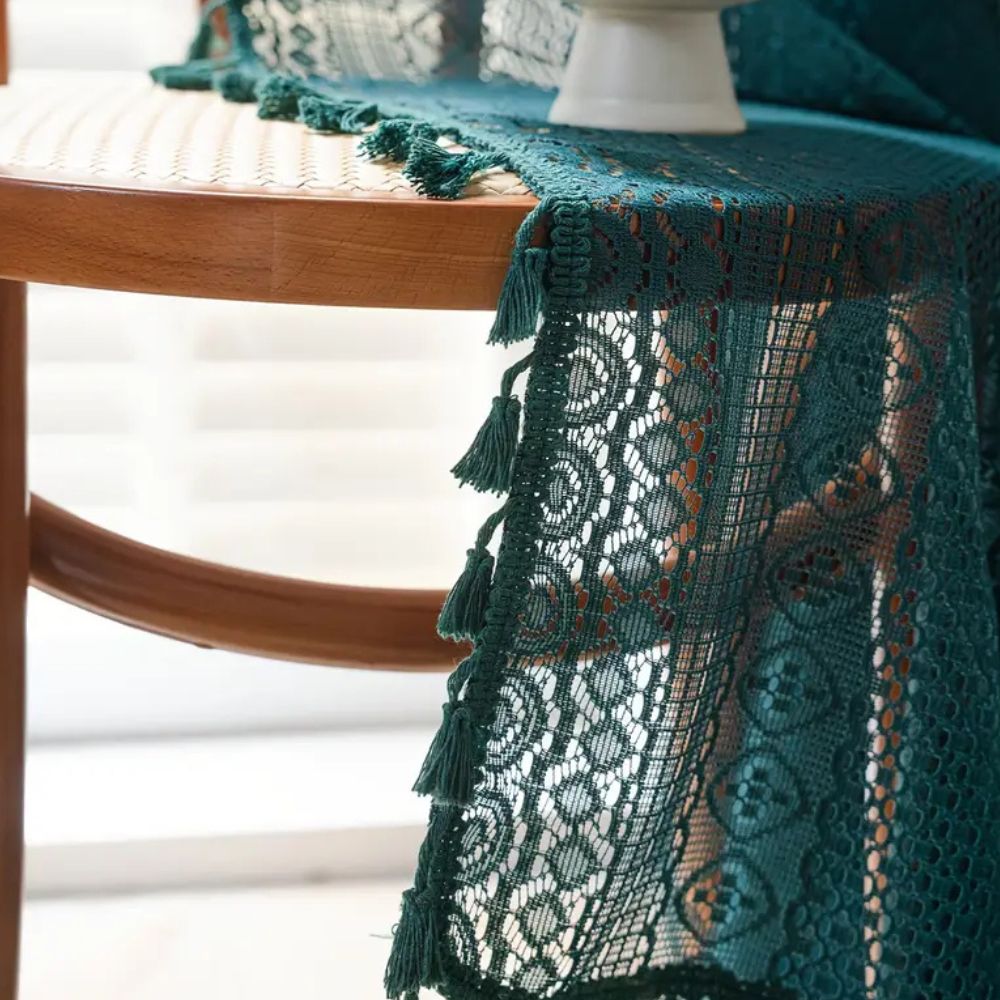 Luminé Crochet Tassel Curtain — product in use