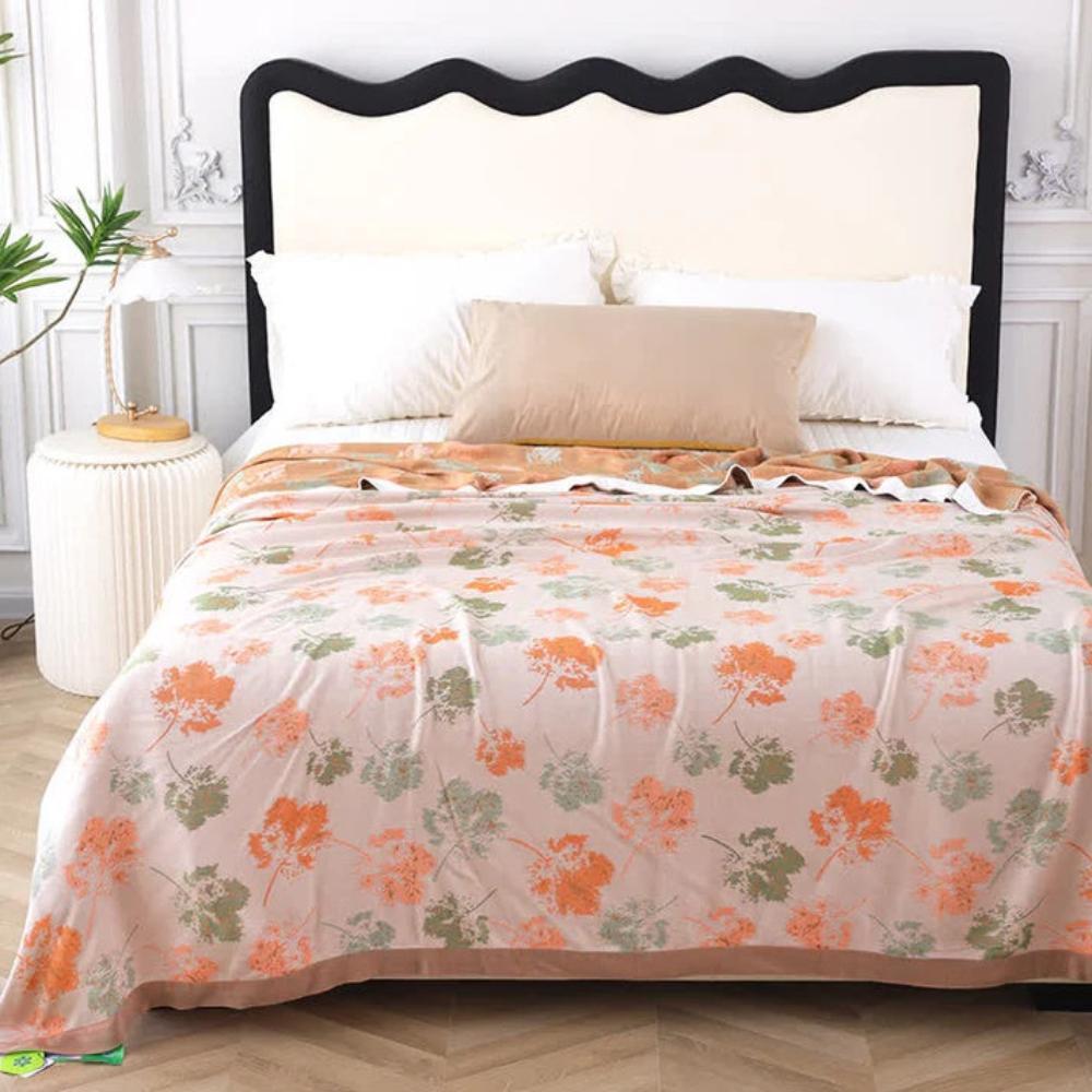 Elegant Leaf Bamboo Fibre Cooling Blanket — lifestyle shot