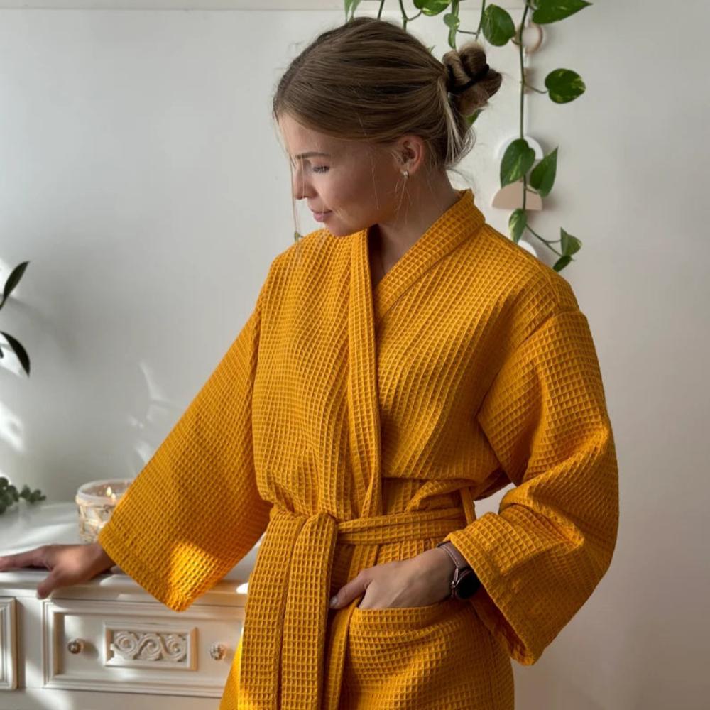 Waffle V-neck Bathrobe — main product photo