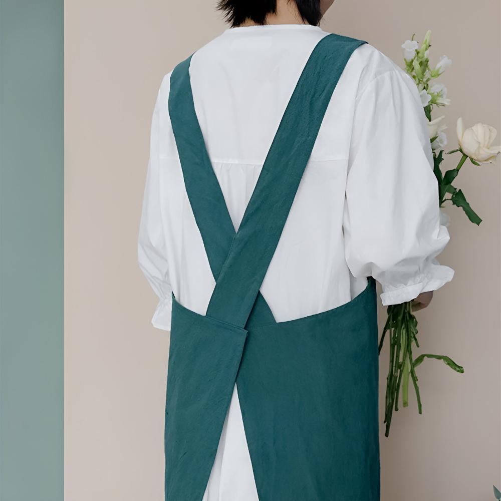Minimalist Cross-Back Apron — product in use