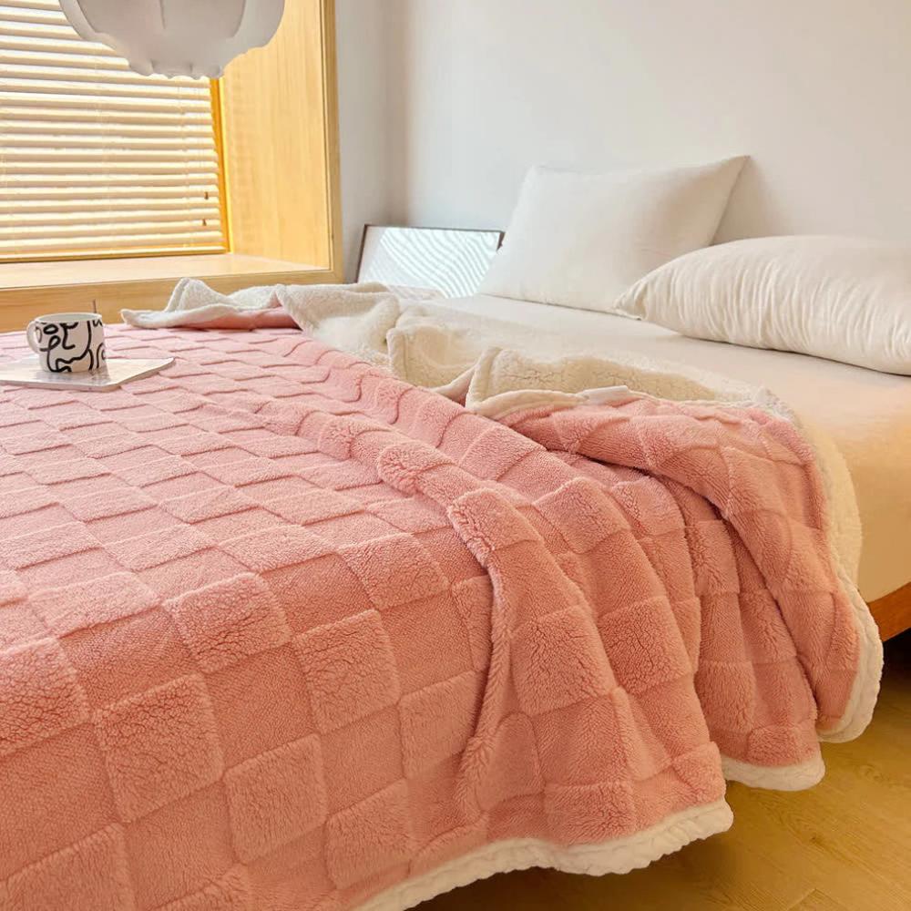 Plush Square Checkerboard Blanket — alternate angle view