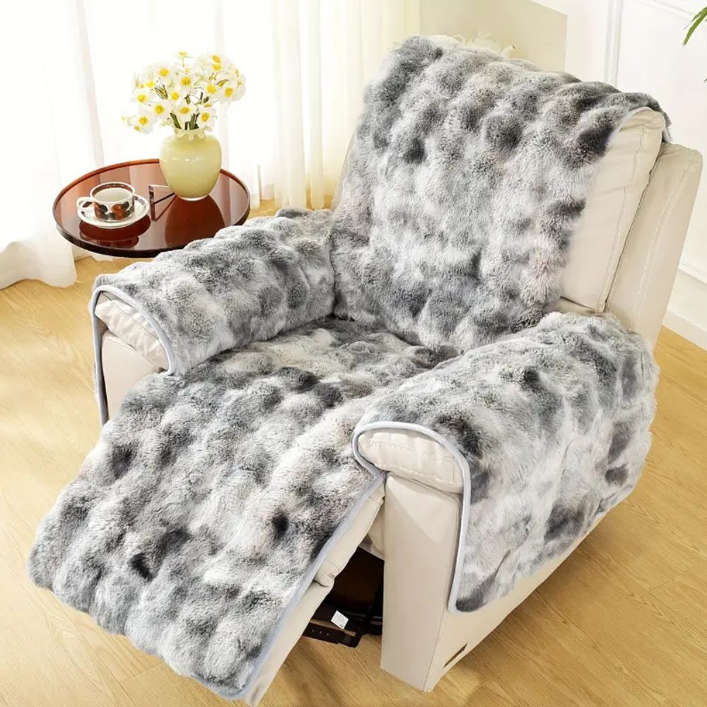 Velvet Plush Recliner Sofa Cover — alternate angle view