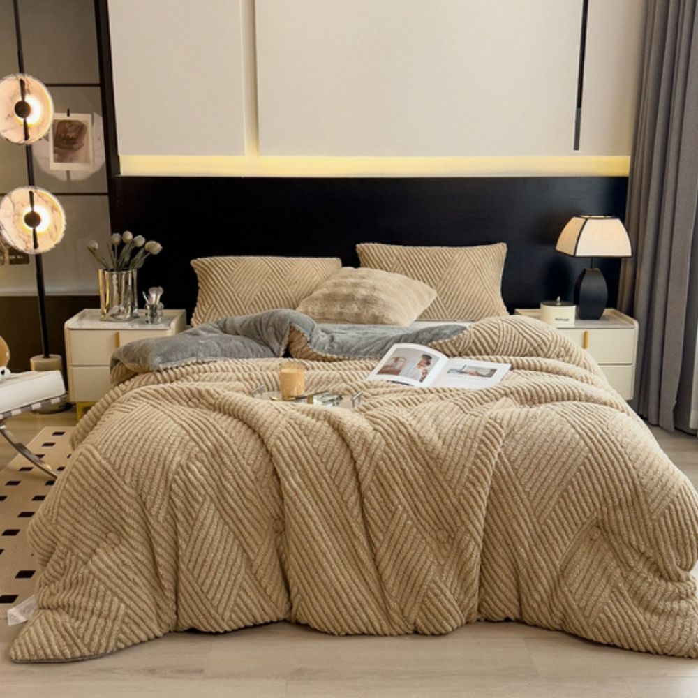 Chevron Luxe Plush Blanket — lifestyle shot