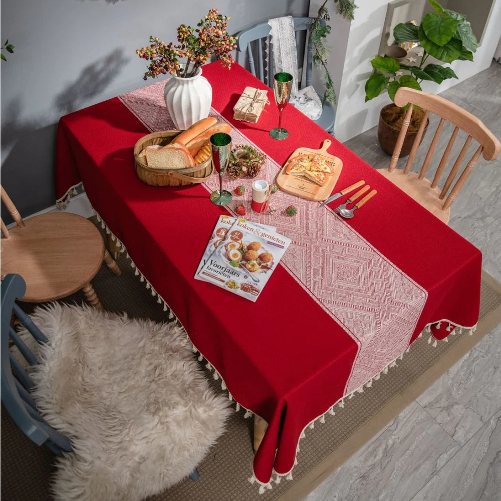 Glisstra Geometric Tassel Tablecloth — product detail view