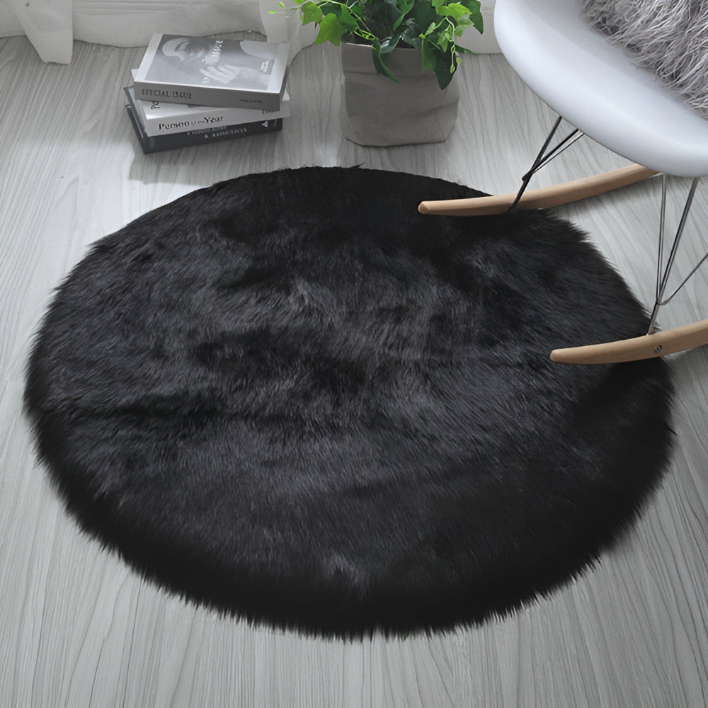 Round Cloud Soft Plush Rug — size and scale reference