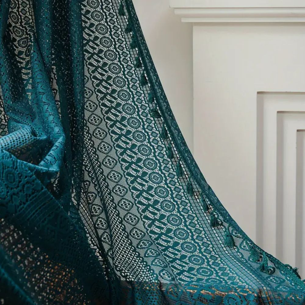 Luminé Crochet Tassel Curtain — size and scale reference