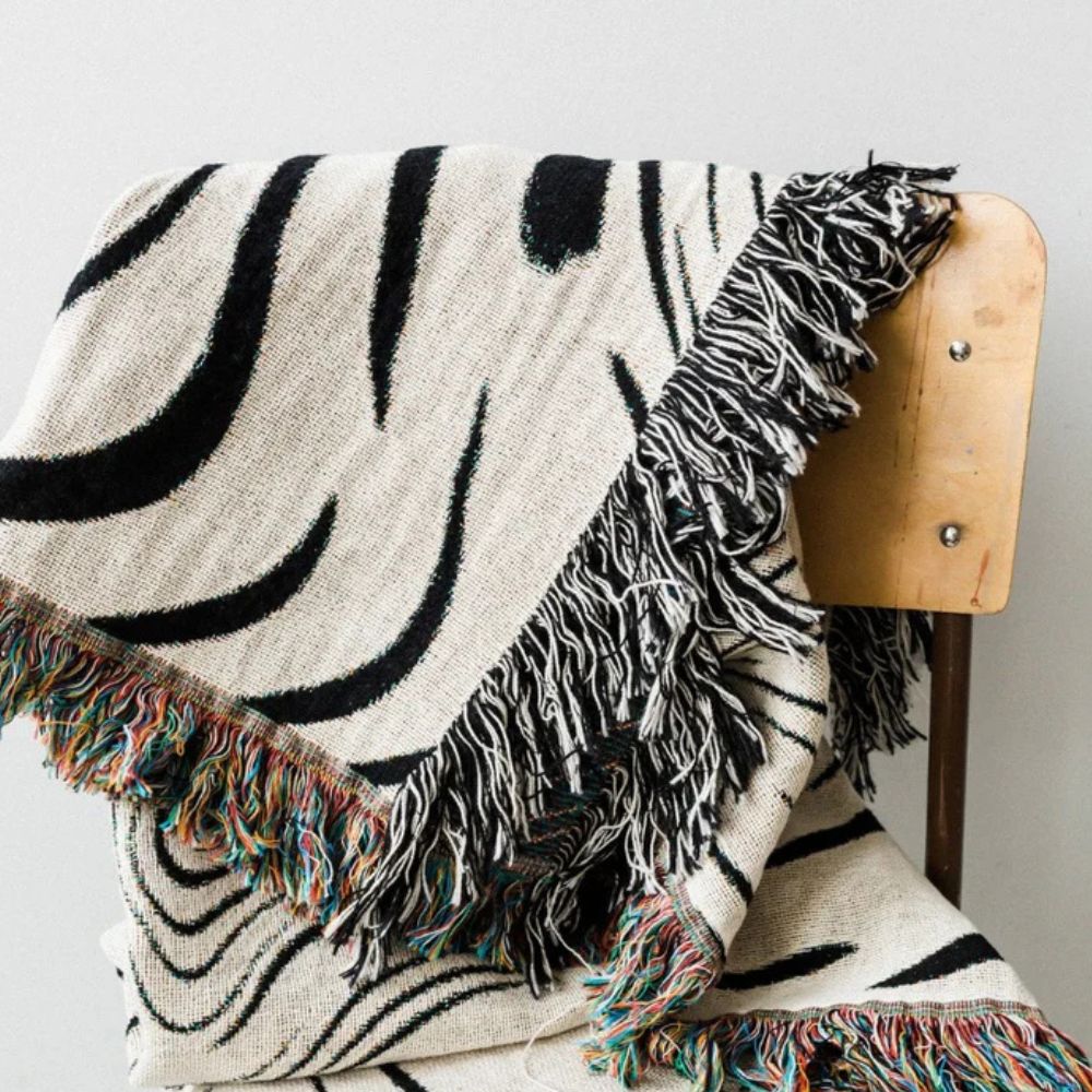 Marble Woven Throw Blanket — material texture close-up