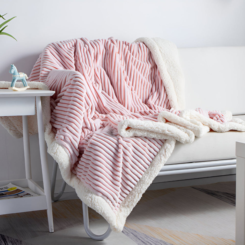 Fluffy Stripes Sherpa Blanket — product close-up