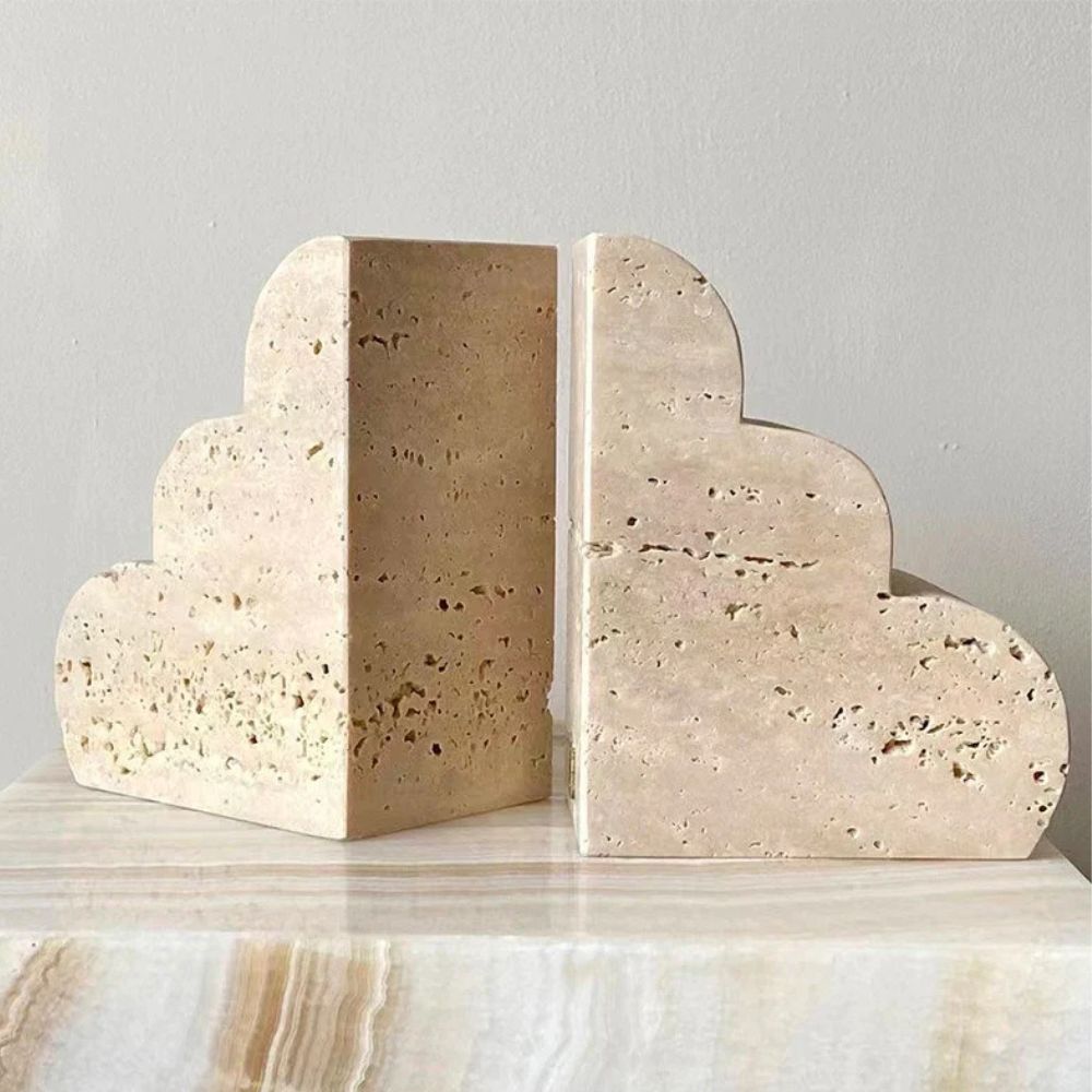 Elysian Travertine Bookends — alternate angle view