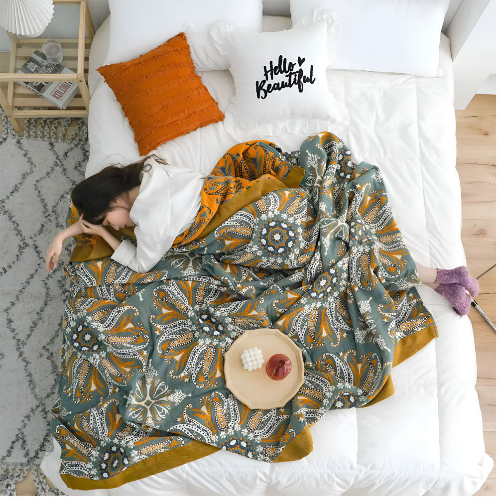 Boho Bloom Reversible Soft Quilt — product detail view