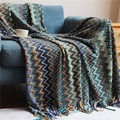 Multicolour Zigzag Tasseled Knit Throw — main product photo