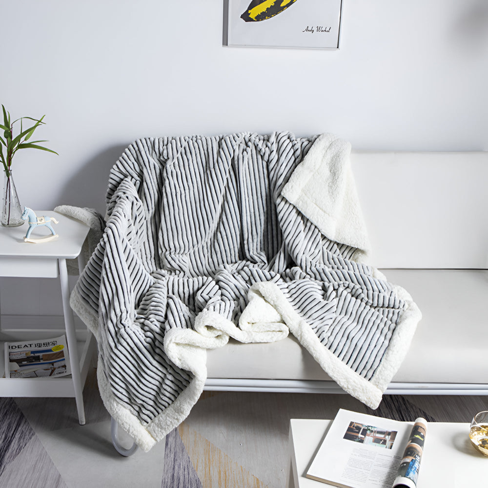 Fluffy Stripes Sherpa Blanket — alternate angle view