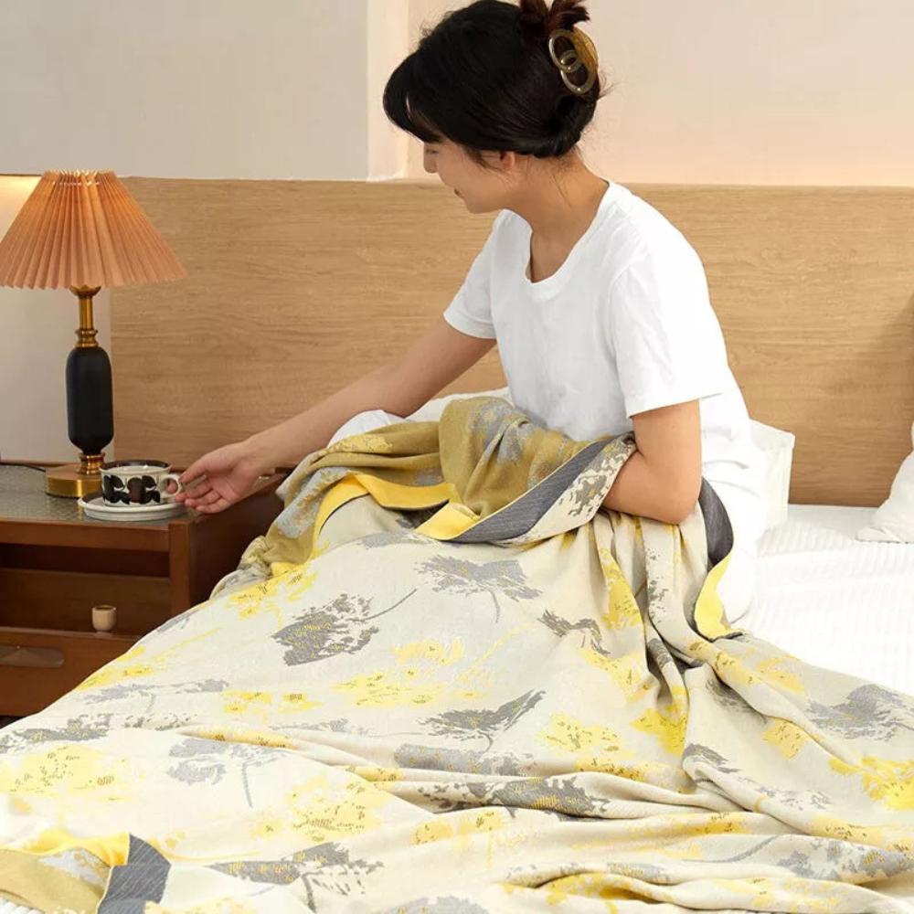 Maple Leaves Bamboo Luxe Cooling Blanket — material texture close-up