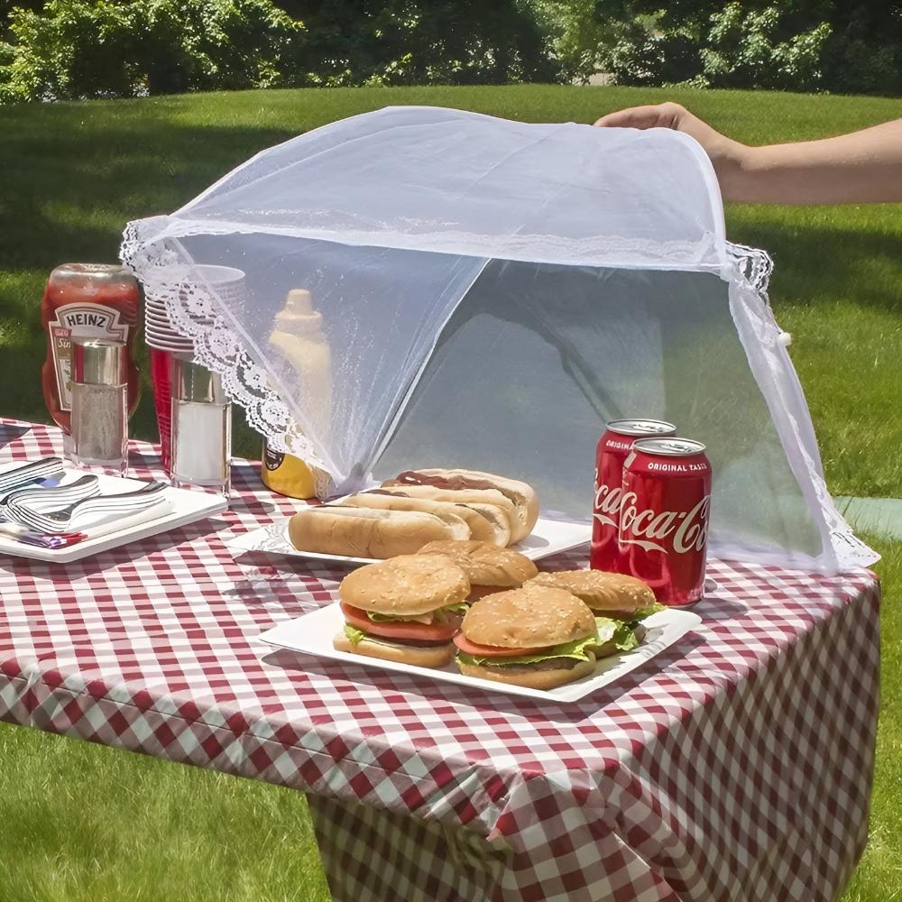 Mesh Pop-Up Food Protector — product in use