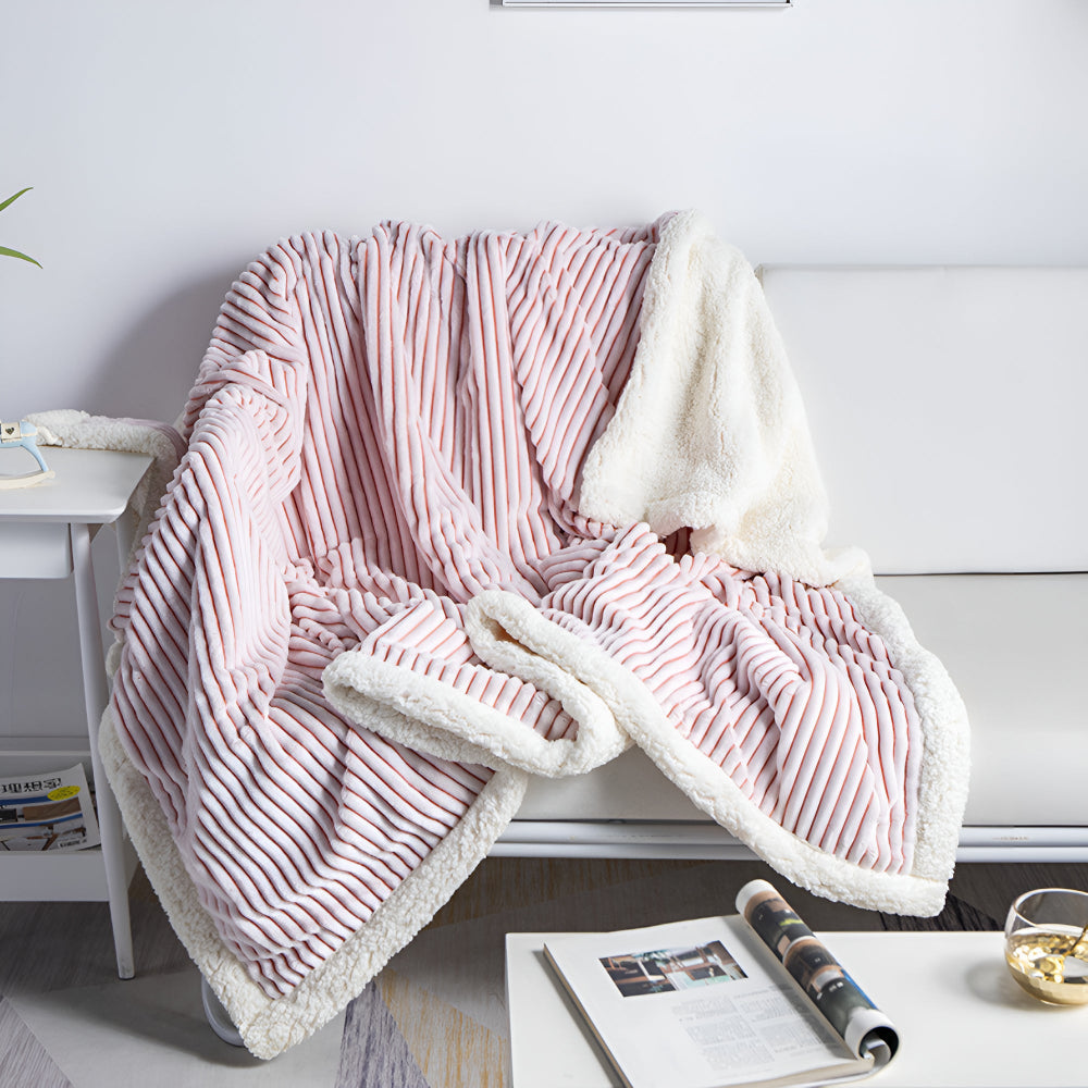 Fluffy Stripes Sherpa Blanket — lifestyle shot
