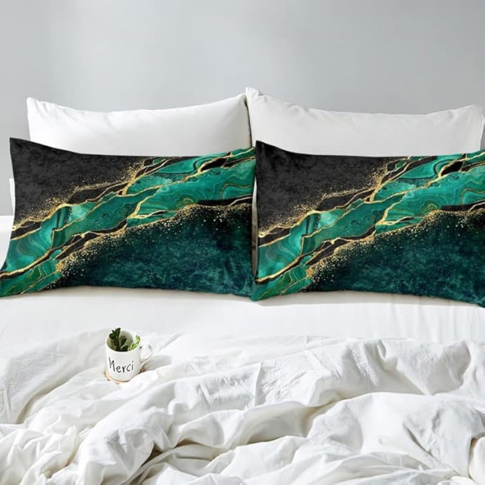 Jade Opulent Gold Accent Quilt Cover Set — product in use
