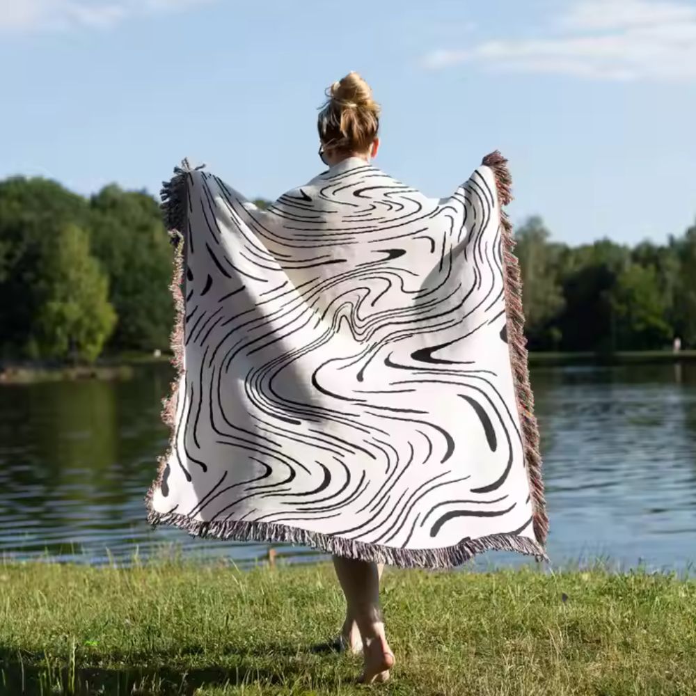 Marble Woven Throw Blanket — product detail view