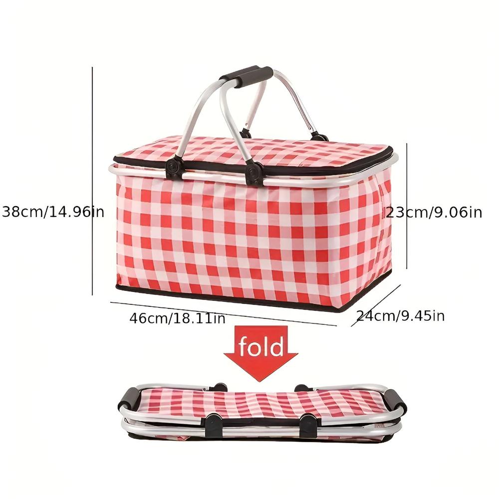 Foldable Checkered Picnic Basket — alternate angle view