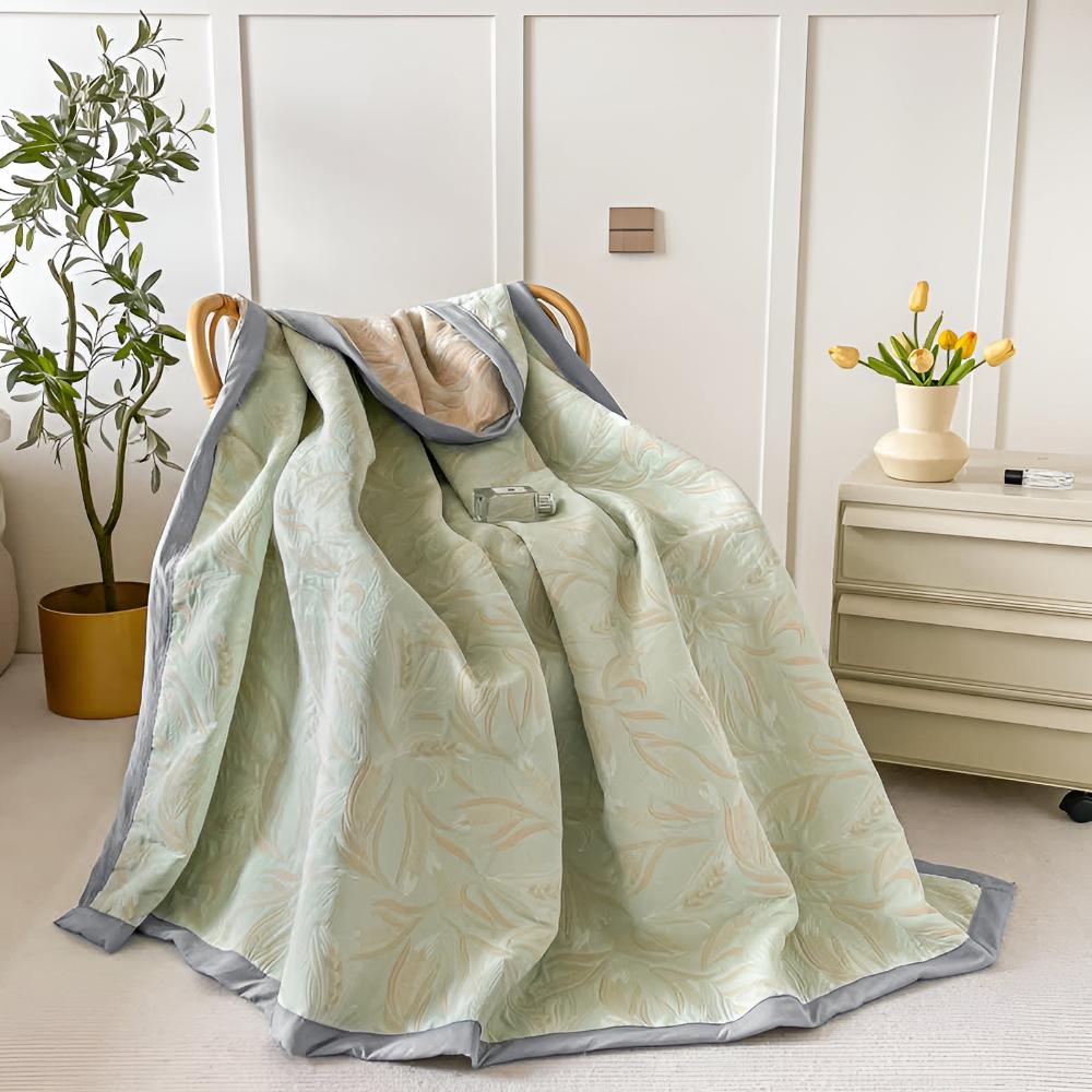 Wheat Garden Reversible Cotton Throw — alternate angle view