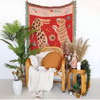 Leopard Woven Tassel Blanket — product in use