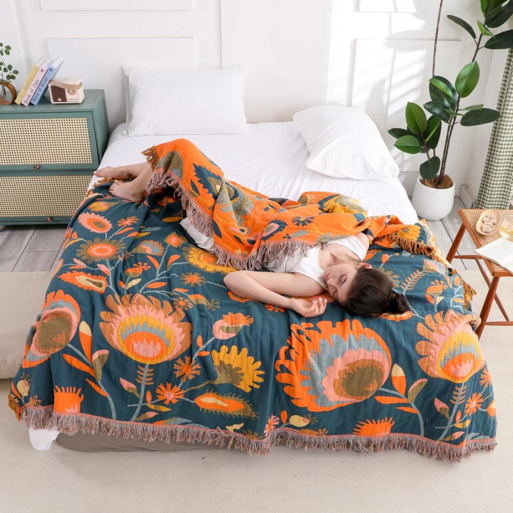Wildflower Bloom Cotton Throw — product detail view