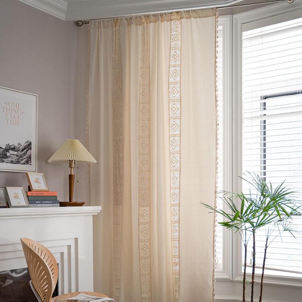 Boho Linen Curtain — alternate angle view