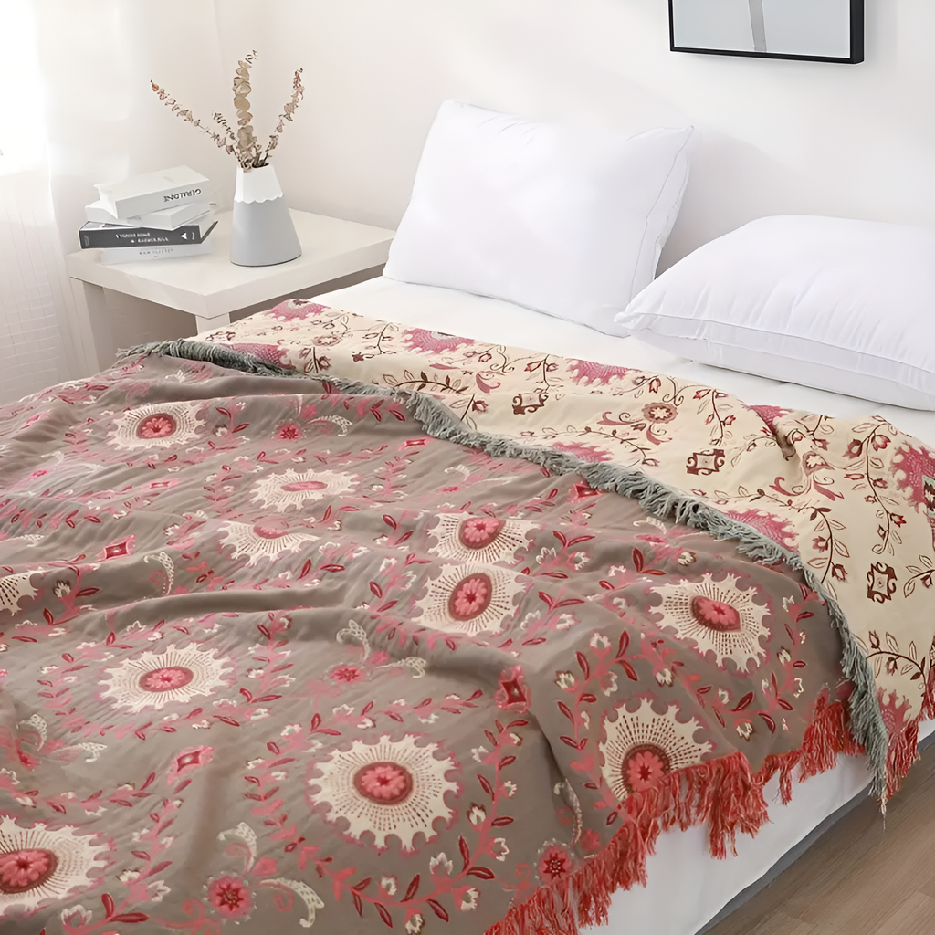 Retro Mandala Reversible Blanket — size and scale reference