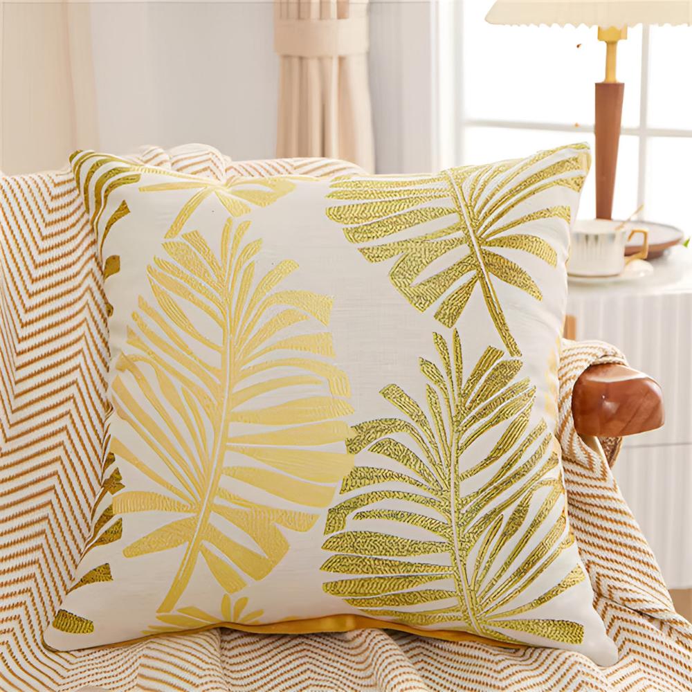 Metallic Foliage Cushion Cover — lifestyle shot