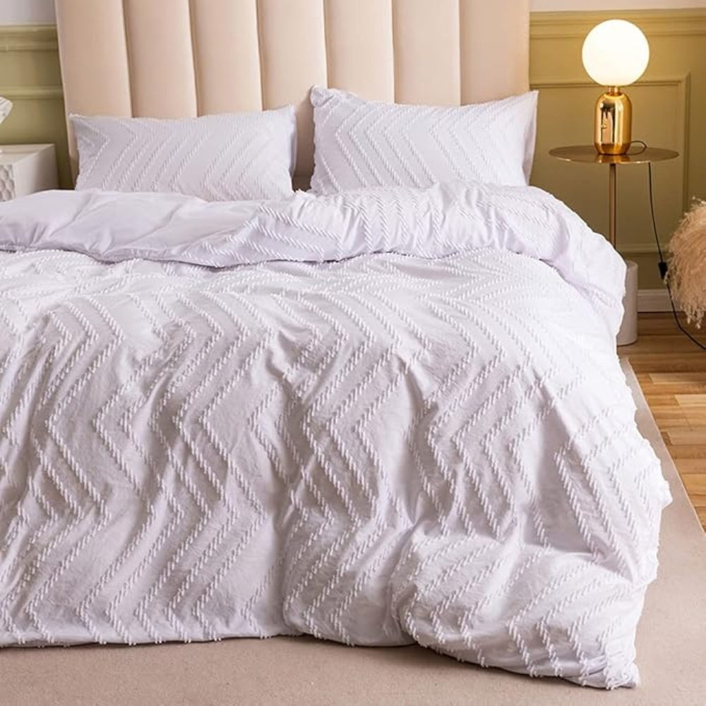 Chevron Plush Quilt Cover | 3pcs Set — material texture close-up