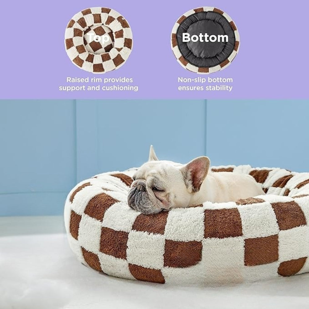 Snuggle Floral Checkerboard Pet Bed — product in use