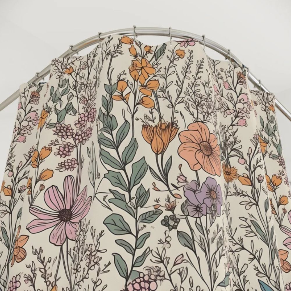 Flourish Bloom Shower Curtain — product in use