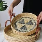 Farmhouse Rattan Tray in Assorted Patterns — product in use