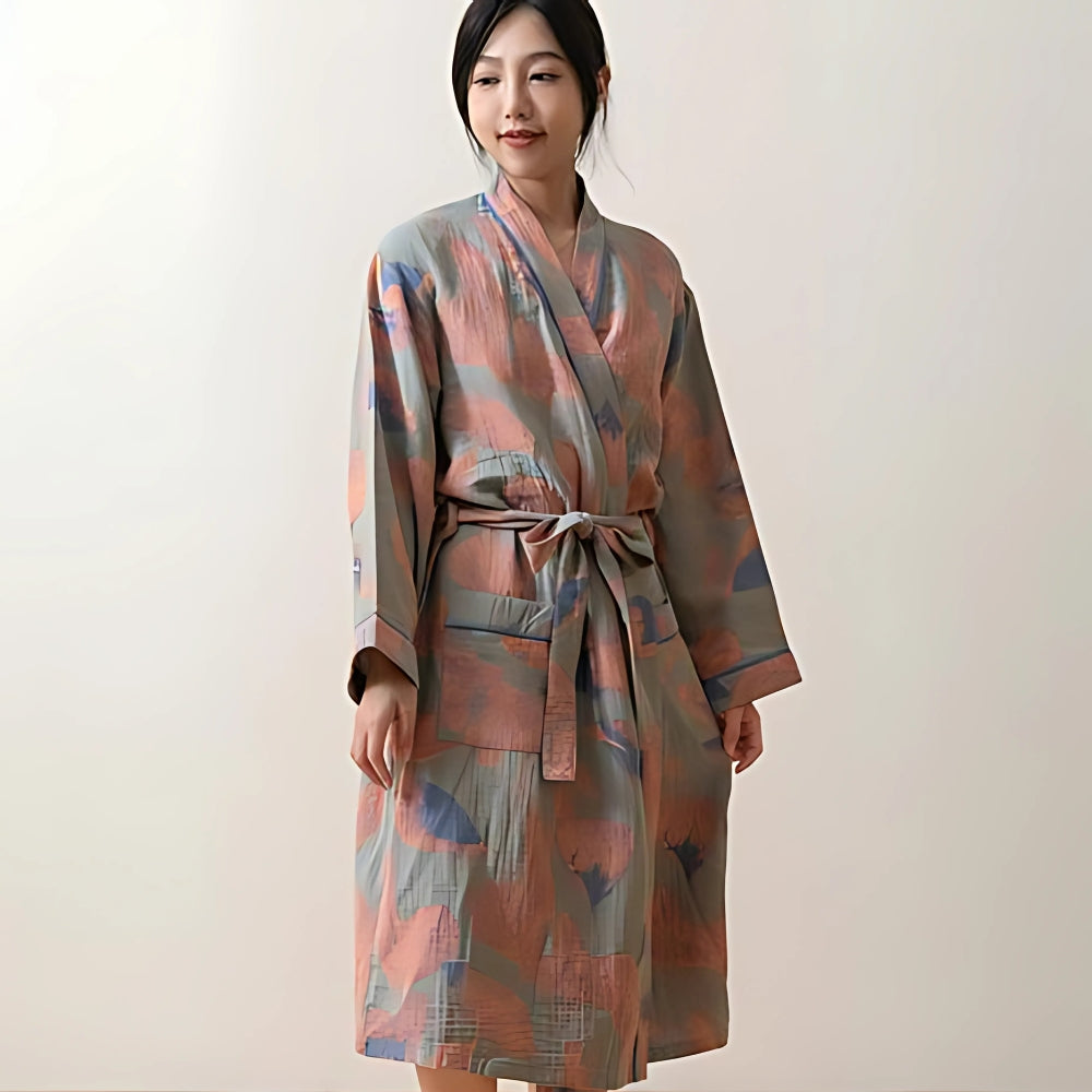 Eden Leaf Cotton Tie Bathrobe — main product photo