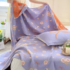 Bow-Knot and Rose Cotton Gauze Blanket — product in use